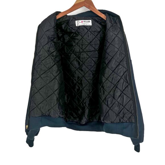 Aramark Quilted Bomber Work Jacket Mens Medium Navy - Picture 3 of 8